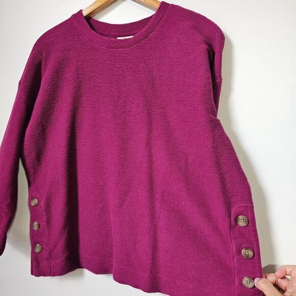 EUC ST JOHN'S BAY MAGENTA RIBBED CREW NECK BOXY PULLOVER SZ L - Picture 5 of 15